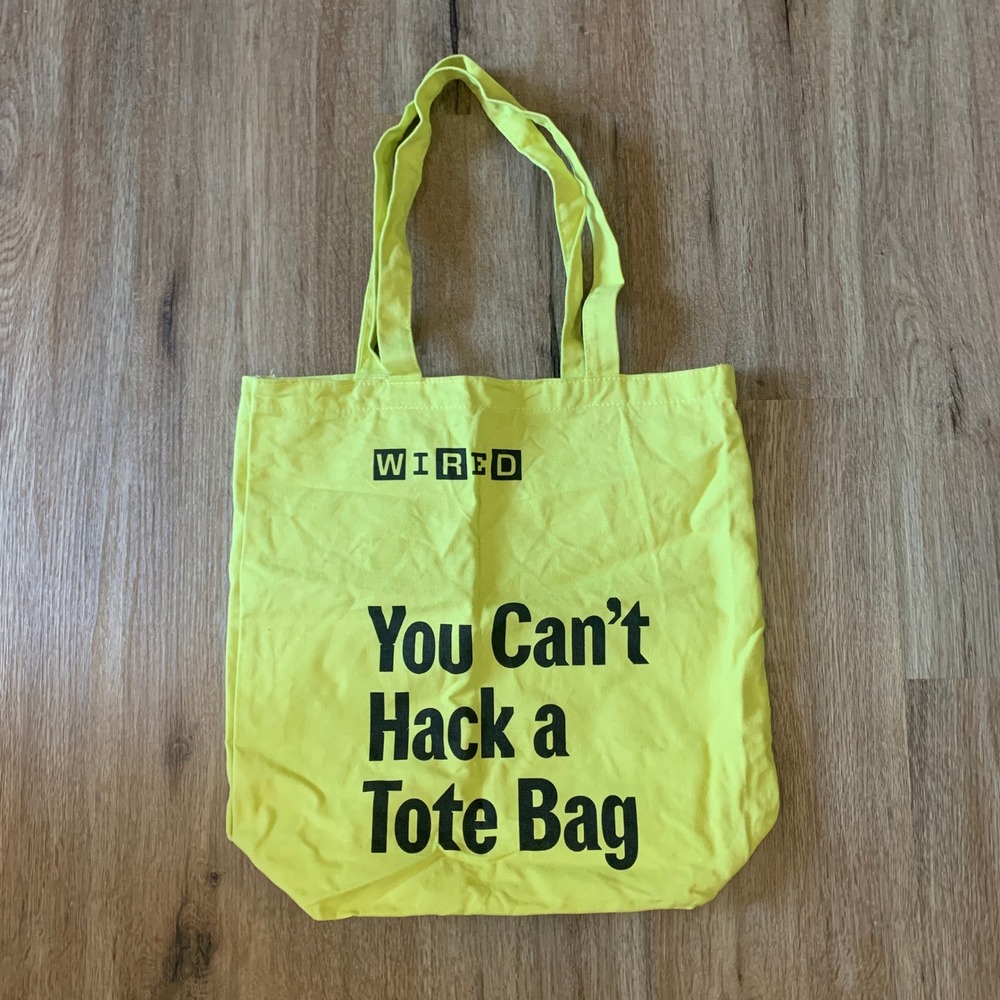 Limited-Edition WIRED "You Can't‎ Hack a Tote Bag" canvas bag in neon yellow